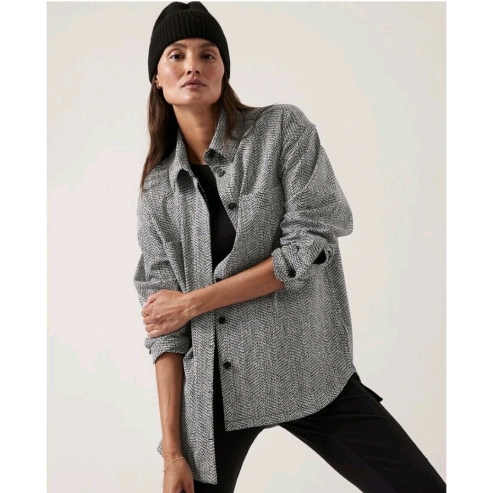 Athleta Black and Gray Button Down Shirt / Shacket